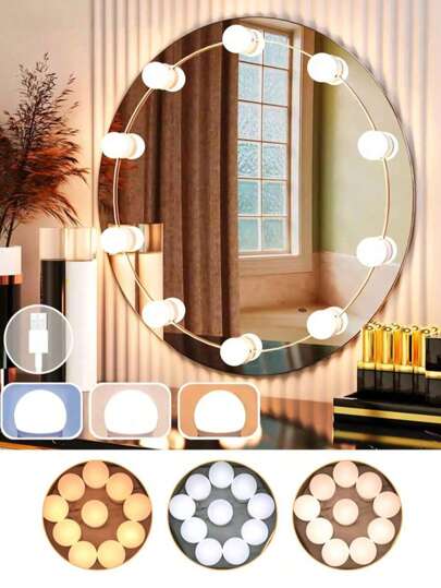 مرآة مكياج LED قابلة للتعديل 3 ، تتميز ب- 3 وضعيات إضاءة قابلة للتعديل. أضواء LED عالية السطوع، تعمل بإمداد طاقة USB، مناسبة للإضاءة المساعدة لمرايا المكياج أو طاولات المكياج. إنها مصباح زخرفي LED (بدون مرآة) لطاولات المكياج أو مكاتب المكياج الحديثة