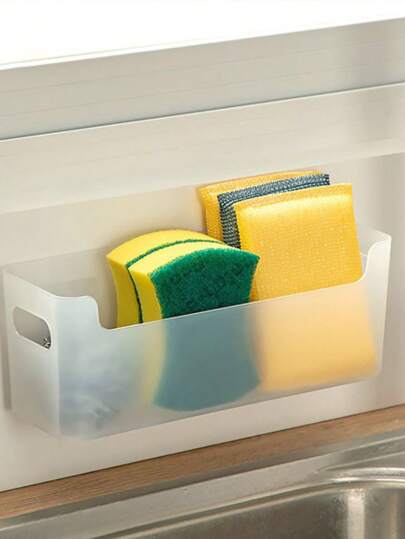 1 صندوق تخزين مثبت على الحائط للمطبخ لباب الخزانة بدون حاجة للحفر، لتخزين أكياس الحفظ الطازجة ومستلزمات التنظيف