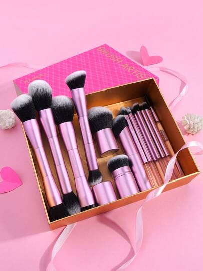 MAANGE مجموعة 20 فرشاة مكياج احترافية من الألومنيوم في علبة هدايا، تتضمن فرشاة أساس، فرشاة بودرة خفيفة، فرشاة أحمر خدود، فرشاة ظلال عيون، فرشاة رموش، فرشاة هالة، فرشاة تبريز، فرشاة تحديد، فرشاة كونسيلر، فرشاة حواجب، فرشاة شفاه، أدوات مكياج للسفر،...