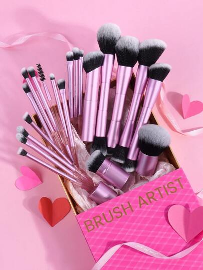 MAANGE مجموعة 20 فرشاة مكياج احترافية من الألومنيوم في علبة هدايا، تتضمن فرشاة أساس، فرشاة بودرة خفيفة، فرشاة أحمر خدود، فرشاة ظلال عيون، فرشاة رموش، فرشاة هالة، فرشاة تبريز، فرشاة تحديد، فرشاة كونسيلر، فرشاة حواجب، فرشاة شفاه، أدوات مكياج للسفر،...