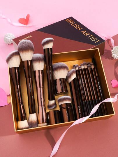 MAANGE مجموعة فرش المكياج الاحترافية 20 قطعة في صندوق هدية بماكياج الأساس فرشاة البودرة الحرة فرشاة الخدود فرشاة الظل فرشاة الرموش فرشاة الهالو فرشاة التحديد فرشاة الكونسيلر فرشاة الحواجب فرشاة الشفاه فرشاة التلوين أدوات مكياج مجموعة فرش مكياج للسفر...