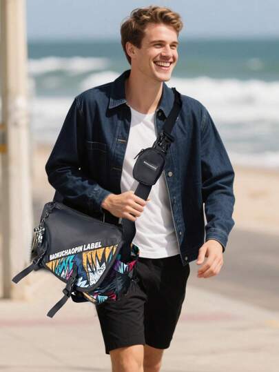 حقيبة كروس بادي مقاومة للماء مع حزام قابل للتعديل للرجال والنساء ، حقيبة كتف أسود متعددة الوظائف وذات سعة كبيرة للعمل والسفر والتخييم والشاطئ والعطلات لطلاب المدارس الثانوية والجامعات ، متطلبات السفر الأساسية