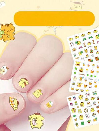 Sanrio 5 قطع ملصقات أظافر كرتونية لشخصية Kuromi من Sanrio، لاصقة ذاتي من البلاستيك، موتيفات أنمي لمطحونة في نهايتها ، أشكال غير متماثلة، قابلة للاستخدام مرة واحدة، بدون رائحة - فن أظافر جميل لأظافر الأطفال