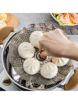 قطعة واحدة من رف البخار متعدد الاستخدامات، رف بخار قابل للتلسكوب من الفولاذ المقاوم للصدأ، سلة لغسيل الفاكهة وتصريف الخضروات، رف بخار قابل للطي متعدد الوظائف بشكل زهرة اللوتس، صينية بخار أخرى (أدوات مطبخ خارجي)