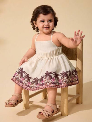 فساتين بيبي فستان صدرية منسوج على طراز زهري صغير للبنات الصغار
