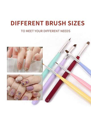 6 قطع فرش فن الأظافر ذات المقابض الخشبية بالألوان الماكارون، طقم أدوات طلاء الجل ونقش الأظافر ، مجموعة فرش العناية باليدين