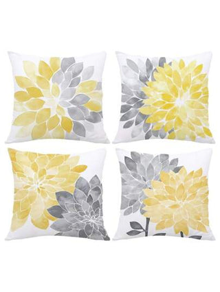 4 قطع أغطية وسادة زخرفية هندسية حديثة باللون الأصفر والرمادي، بمقاس 44.96x44.96سم، طباعة أنيقة أحادية الجانب، من البوليستر المتين مع إغلاق بسحاب - مثالية لديكور غرفة المعيشة والأريكة وغرفة النوم (لا تشمل الوسادة)، وسائد أريكة