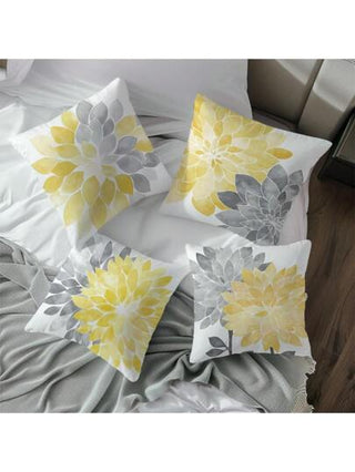 4 قطع أغطية وسادة زخرفية هندسية حديثة باللون الأصفر والرمادي، بمقاس 44.96x44.96سم، طباعة أنيقة أحادية الجانب، من البوليستر المتين مع إغلاق بسحاب - مثالية لديكور غرفة المعيشة والأريكة وغرفة النوم (لا تشمل الوسادة)، وسائد أريكة