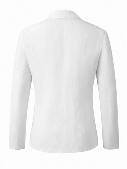 Manfinity Homme بدلة ذات لون أحادي وطيات بسيطة مزدوجة الصدر للرجال