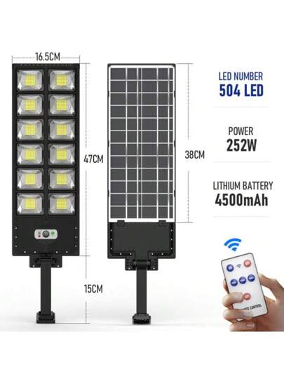 مصباح كامل متكامل بطاقة شمسية مع حساس حركة، مقاوم للماء ورعد وريح، إنارة للحدائق والخارجية، تشغيل/إيقاف تلقائي