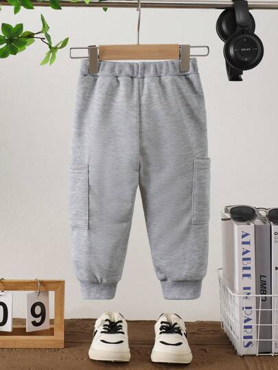 بنطلون سراويل رياضة فضفاضة بألوان سادة للأطفال الصغار، بتصميم رياضي مريح للصيف