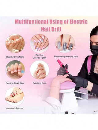 مجموعة ملف الأظافر الكهربائي، مثقاب أظافر بطاقة USB مع 6 قطع رملية، أداة مانيكير وبديكير محمولة للأظافر الصناعية والجل والعناية بالبشرة - جهاز طحن أظافر صغير بلا رائحة