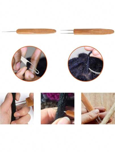 1 قطعة/6 قطع من أدوات التصفيف تشابك النساج، إبر تصفيف الشعر والخصلات والنسج ذات الكروشية (0.75مم ، 0.5مم ، 1.0مم) ، ألوان عشوائية