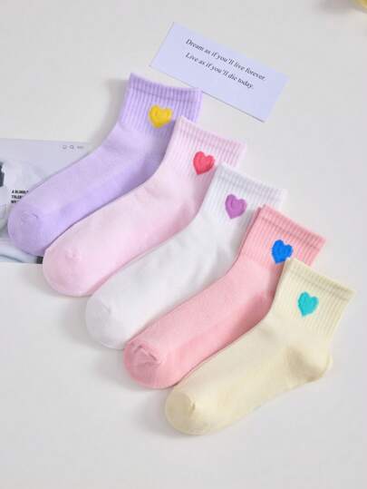 4 أزواج من جوارب الأطفال بشكل قلب مع شرابات شبيهة بالتشكيل، جوارب الكاحل للجري ، جوارب طاقم قابلة للتنفس ، هدايا للأطفال والمراهقين والرضع ، جوارب مدرسية للربيع والصيف والخريف ، ألوان عشوائية