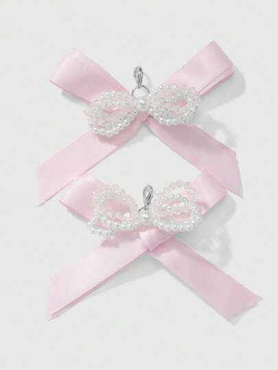 ROMWE Kawaii مجموعة تزيين الحذاء اليدوية المصنوعة من الخرز الحراري والشريط المربوط، بتصميم أنيق وعملي متعدد الاستخدامات لارتداء اليومي للنساء والهدايا، قطعتان