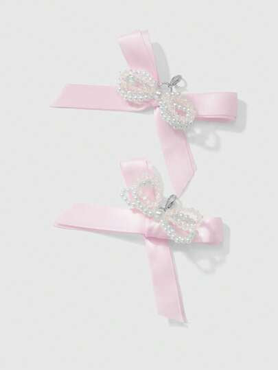 ROMWE Kawaii مجموعة تزيين الحذاء اليدوية المصنوعة من الخرز الحراري والشريط المربوط، بتصميم أنيق وعملي متعدد الاستخدامات لارتداء اليومي للنساء والهدايا، قطعتان