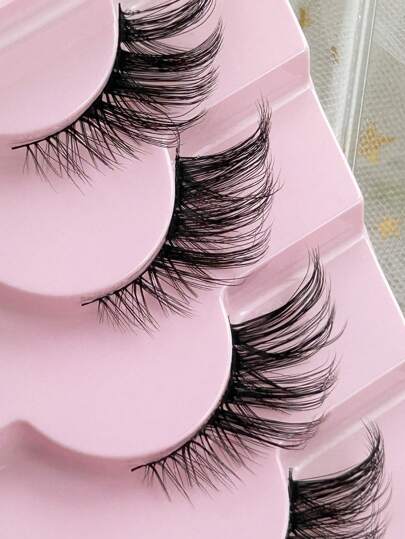 Hinarin 7 زوج أهداب نصفية ذات شريط أسود، أهداب مستعارة بنظرة عين القطة تمتد الذيل لإطلالة طبيعية، أهداب مستعارة للاستخدام اليومي والحفلات