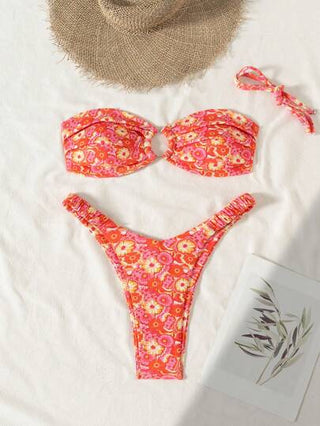 طقم تانكيني حريمي Swim Mod مجموعة بكيني مكونة من بودي وشورت بطبعة زهرية للنساء، بأناقة و جاذبية