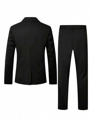 Manfinity Bizformal بدلة رجالية من قطعتين، جاكيت جاكيت طويلة الأكمام مطبوعة بنمط متدرج والبنطلون، مناسبة للعمل والسفر بأناقة