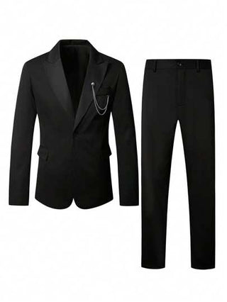 Manfinity Bizformal بدلة رجالية من قطعتين، جاكيت جاكيت طويلة الأكمام مطبوعة بنمط متدرج والبنطلون، مناسبة للعمل والسفر بأناقة