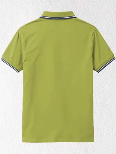 Manfinity Dauomo قميص بولو قصير الأكمام للرجال ذو طبعة جبل ملائم للارتداء اليومي العفوي