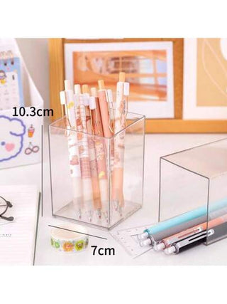 1/2/3/4 قطع من حامل الأقلام المربع الشفاف، حامل أقلام بتصميم بسيط شفاف، مجموعة قرطاسية مناسبة للملصقات والمثالية للمدرسة والمنزل والمكتب والتعليم والإمدادات المكتبية، مناسبة للطلاب والموظفين لتخزين الأقلام والقرطاسية، في موسم العودة إلى المدرسة
