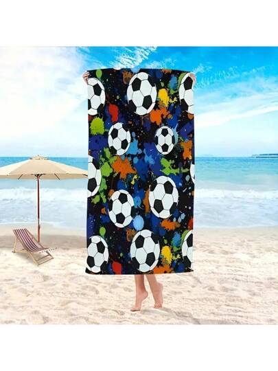 1 قطعة منشفة شاطئية ذات نمط كرة قدم، من الميكروفيبر فائقة الليونة، ماصة للغاية وسريعة الجفاف، خفيفة الوزن وناعمة، كما تعمل كحصير حماية من الشمس، مناسبة للسباحة والتخييم والأنشطة الخارجية وحفلات عيد الميلاد واليوجا والمسبح والرحلات الصيفية إلى الشاطئ