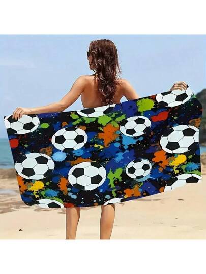 1 قطعة منشفة شاطئية ذات نمط كرة قدم، من الميكروفيبر فائقة الليونة، ماصة للغاية وسريعة الجفاف، خفيفة الوزن وناعمة، كما تعمل كحصير حماية من الشمس، مناسبة للسباحة والتخييم والأنشطة الخارجية وحفلات عيد الميلاد واليوجا والمسبح والرحلات الصيفية إلى الشاطئ