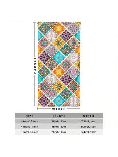 مجموعة 1 من المناشف البحرية من الميكرو فايبر فائقة الليونة والجفاف السريع ، بطبعات هندسية حيوية ، مستطيلة الشكل الكبيرة، مناسبة لليوجا والسباحة والسفر والتخييم ، استخدام منزلي وخارجي حديث ، هدية رائعة للنساء