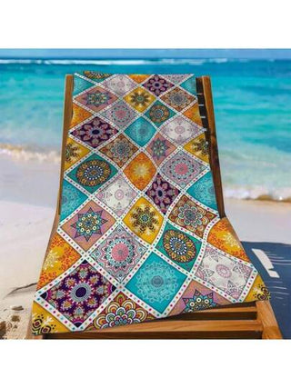 مجموعة 1 من المناشف البحرية من الميكرو فايبر فائقة الليونة والجفاف السريع ، بطبعات هندسية حيوية ، مستطيلة الشكل الكبيرة، مناسبة لليوجا والسباحة والسفر والتخييم ، استخدام منزلي وخارجي حديث ، هدية رائعة للنساء