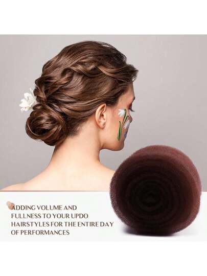 لب شعر إسفنجي من نايلون باللون البني الداكن، قوالب شعر للتسريحات المرفوعة، أداة إضافة حجم للشعر، حشو الشعر، مناسب لجميع الفصول