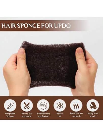 لب شعر إسفنجي من نايلون باللون البني الداكن، قوالب شعر للتسريحات المرفوعة، أداة إضافة حجم للشعر، حشو الشعر، مناسب لجميع الفصول