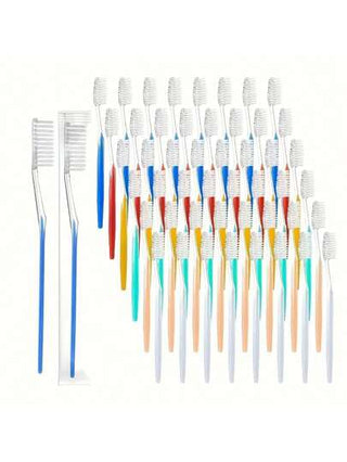 20 حبة/عبوة فرشاة أسنان يدوية مؤقتة بشعيرات متوسطة اللين، فرشاة أسنان نايلون معبأة بشكل فردي، مناسبة للسفر والفنادق، العناية بالفم للبالغين