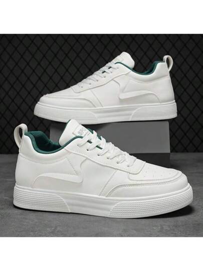 أحذية تزلج رجالية من لون واحد، أحذية كاجوال مريحة مانعة للانزلاق، سميكة الأسفل مربوطة بخيط، مناسبة للأنشطة الخارجية، المقاسات من 39 إلى 48