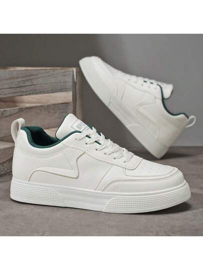 أحذية تزلج رجالية من لون واحد، أحذية كاجوال مريحة مانعة للانزلاق، سميكة الأسفل مربوطة بخيط، مناسبة للأنشطة الخارجية، المقاسات من 39 إلى 48