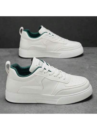 أحذية تزلج رجالية من لون واحد، أحذية كاجوال مريحة مانعة للانزلاق، سميكة الأسفل مربوطة بخيط، مناسبة للأنشطة الخارجية، المقاسات من 39 إلى 48