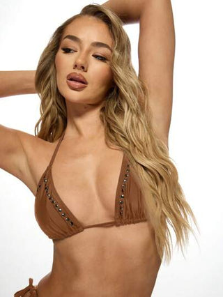 MISSGUIDED بيكيني مرصع ذو ثلاثة قطع، بحر برازيلي، ملابس سباحة صيفية عاليه القطع بطراز هولتر نيك، مناسب لحفلات حوض السباحة، المناسبات والمنتجعات
