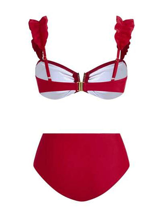 Swim Oasis طقم بكيني مخطط ذو طيات لإمرأة مع إضافة تنورة وغطاء، بدلة السباحة ثلاثية القطع، صيفية للشاطئ