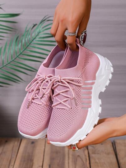 أحذية رياضية وزنية وردية كاجوال للنساء من نسيج مبطن، منفذة للهواء، مناسبة للمدرسة والعمل والركض والرياضة الخفيفة والتنزه والحفلات والتسوق والمواعيد وأنشطة الحياة اليومية الكاجوال