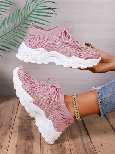 أحذية رياضية وزنية وردية كاجوال للنساء من نسيج مبطن، منفذة للهواء، مناسبة للمدرسة والعمل والركض والرياضة الخفيفة والتنزه والحفلات والتسوق والمواعيد وأنشطة الحياة اليومية الكاجوال