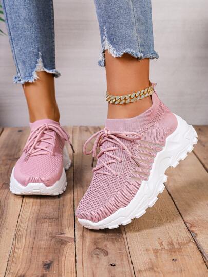 أحذية رياضية وزنية وردية كاجوال للنساء من نسيج مبطن، منفذة للهواء، مناسبة للمدرسة والعمل والركض والرياضة الخفيفة والتنزه والحفلات والتسوق والمواعيد وأنشطة الحياة اليومية الكاجوال
