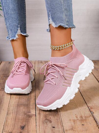 أحذية رياضية وزنية وردية كاجوال للنساء من نسيج مبطن، منفذة للهواء، مناسبة للمدرسة والعمل والركض والرياضة الخفيفة والتنزه والحفلات والتسوق والمواعيد وأنشطة الحياة اليومية الكاجوال