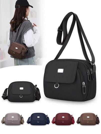 أحذية أوكسفورد حريمي حقيبة كاجوال ذات لون أحادي من القماش الأكسفورد للنساء، حقيبة كتف عبر الجسم بسحاب إغلاق، مبطنة بالبوليستر، إكسسوار متعدد الاستخدامات لليومي، مثالية للاستخدام تحت الإبطين،حقيبة مدرسة، سعة كبيرة، محمولة