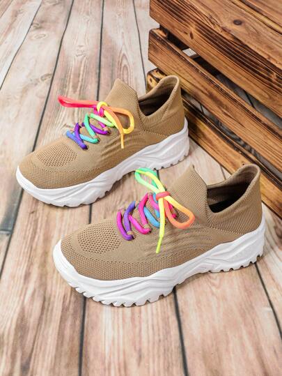 أحذية رياضية كاجوال بيج، أحذية رجالية بأربطة ملونة للديكور،أحذية جري ربيع وخريف جديدة للرجال، أحذية رياضية وكاجوال متعددة الاستخدامات للجري، سهلة الارتداء