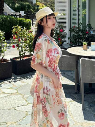 DAZY كيمونو نسائي بطبعة زهرية لتغطية الملابس في الشاطئ، العطلات