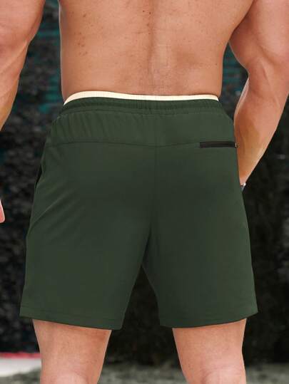 Manfinity VDAYZ سراويل السباحة للرجال ذات الخصر القابل للتعديل بالرباط ، مبطنة بالحرير الأبيض، طراز هاواي