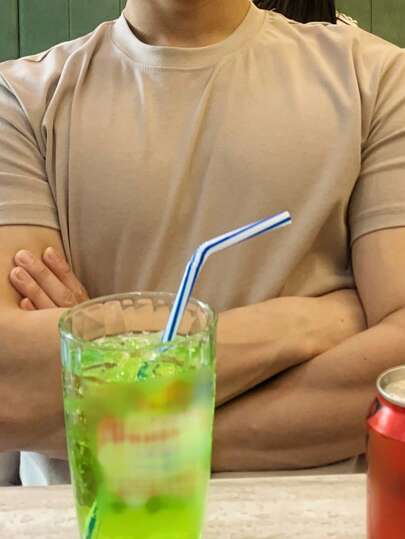 DAZY قميص جسم محكم أزرق أرضي للرجال، صيف