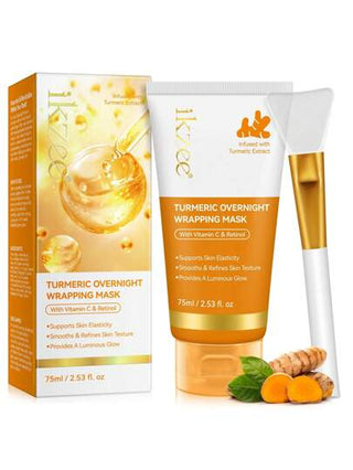 زجاجة قناع الوجه الليلي المرطب بمواد الكركم وللصدف 75مل، مرطب بعمق ومهدئ لشد بشرة الوجه لجميع أنواع البشرة