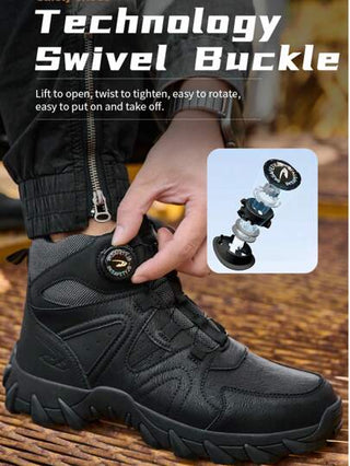 بوت سلامة رجالية بوت عمل مقاومة للصدمات، مقاومة للماء والانزلاق وقوية، بوت أمان للصناعة والبناء مقاومة للانفجار، بوت قتالية سوداء مربوطة مقاومة للتشوه والتثقيب، بوت حماية عمل مقاومة للانزلاق وللتآكل للرجال والنساء