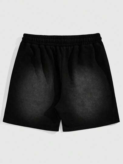 ROMWE MEN Street Life شورت كاجوال للرجال مطبوع عليه نجمة خماسية الأضلاع مع جيب وسحاب للخصر